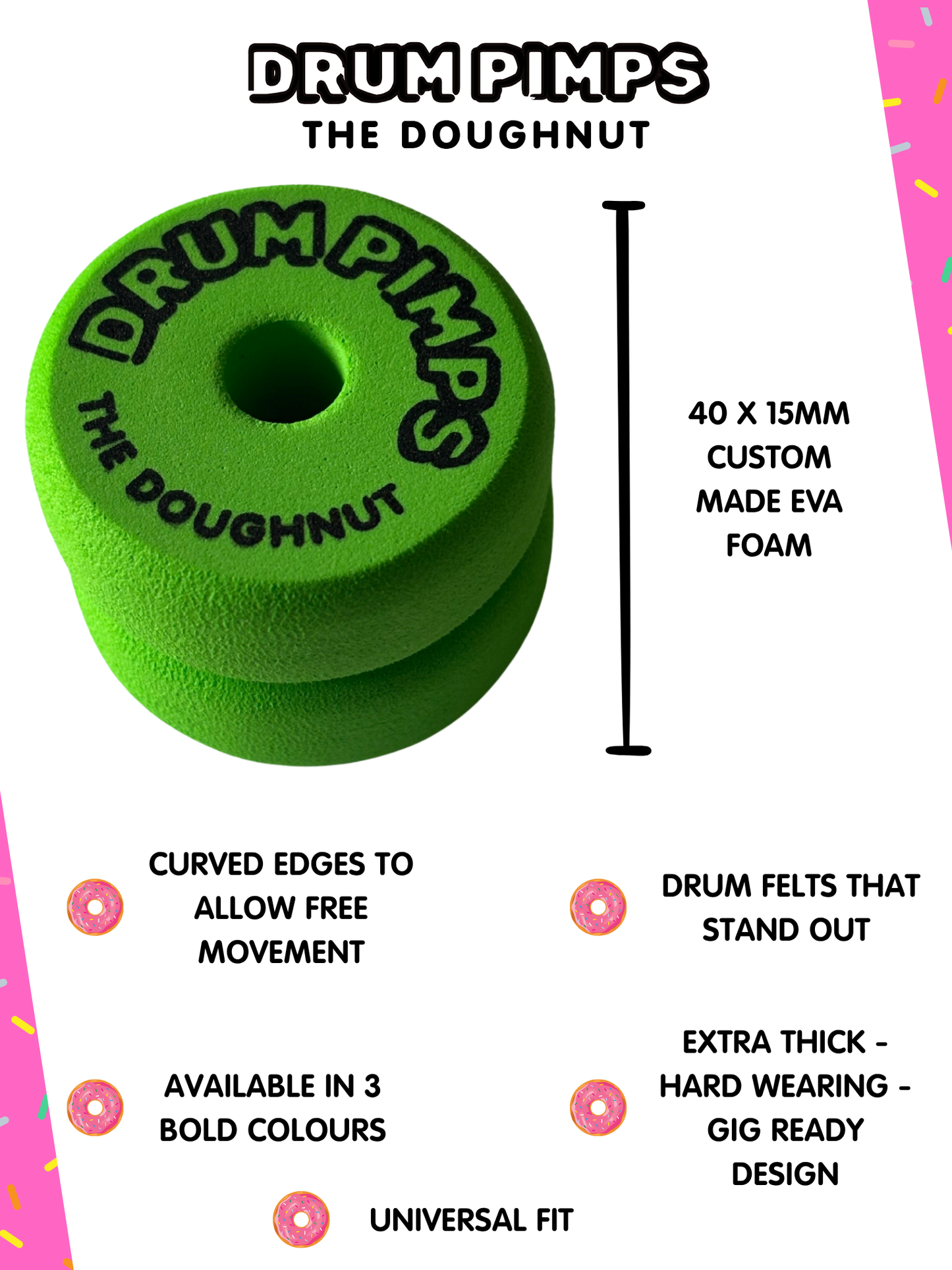 'Drum Pimps' Range - 'The Doughnut' Coloured Cymbal Felts - 6 Pack