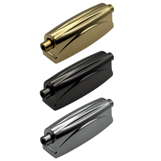 Double Ended Snare Drum Lug 51mm Mounting Centres in Chrome Brass and Black Nickel