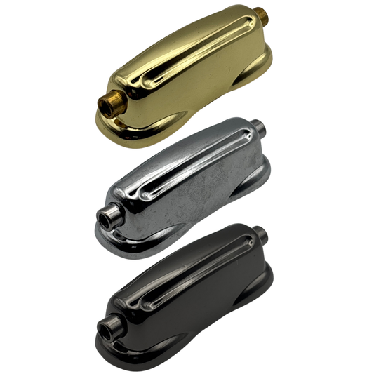 Double Ended Snare Drum Lug 57mm Mounting Centres in Chrome Brass and Black Nickel