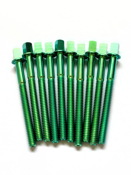 Ti-Rod 58mm titanium drum tension rod in metallic green finish