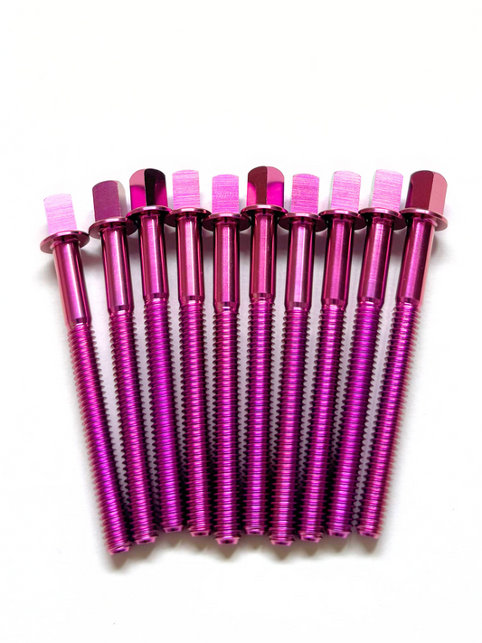 Ti-Rod 58mm titanium drum tension rod in metallic pink finish
