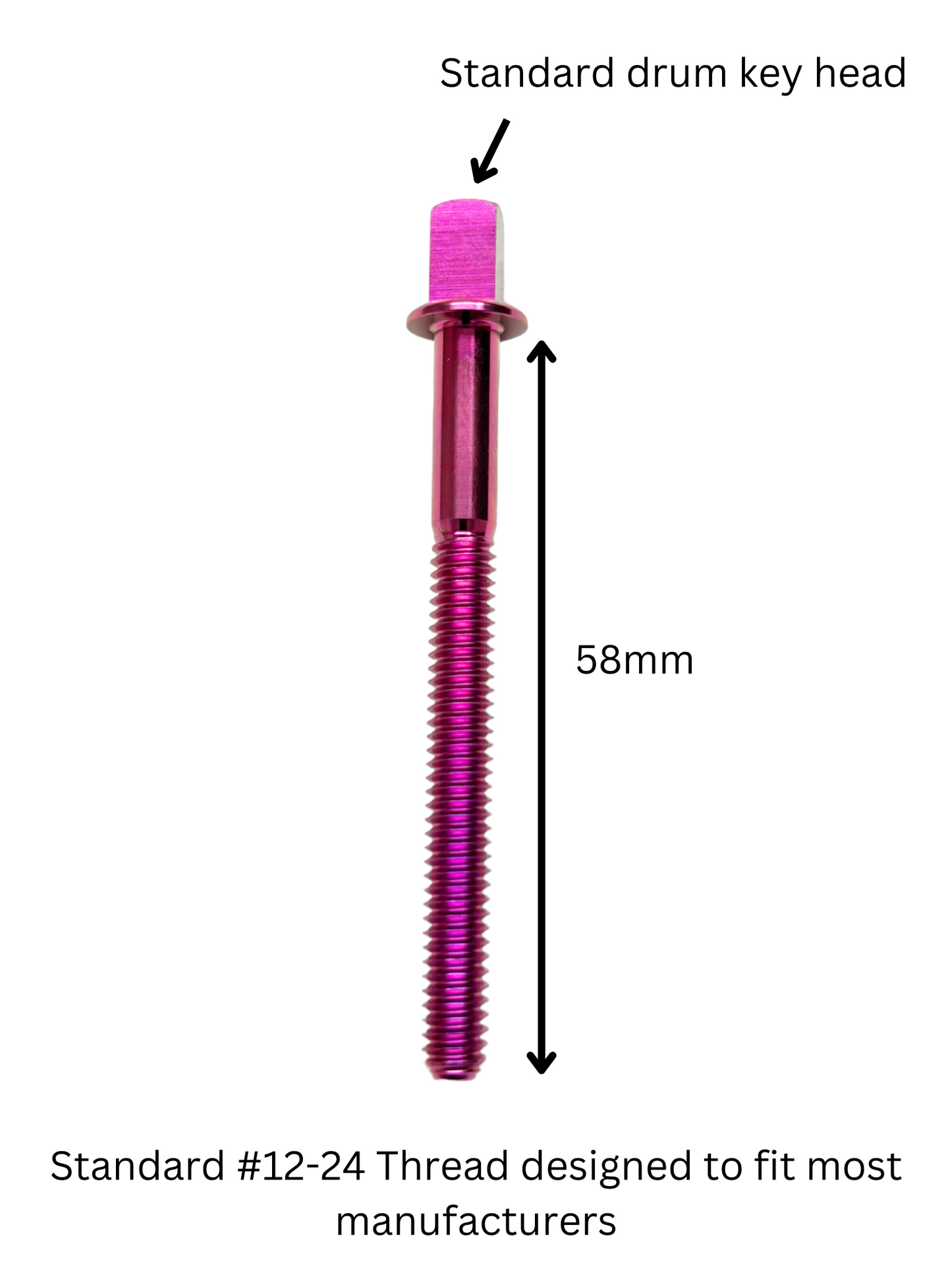 Purple Ti-Rods™ - Titanium Drum Tension Rods - 10 Pack